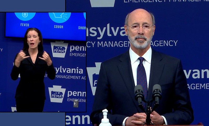 Governor Tom Wolf speaks at a press conference on May 19. 