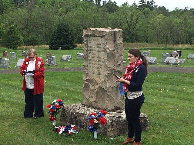 Towamencin Chapter DAR Chaplain Marian Helinsky, left, and Regent Samatha G. Freise conduct the Memorial Day ceremony at Wentz's UCC in Worcester, PA.