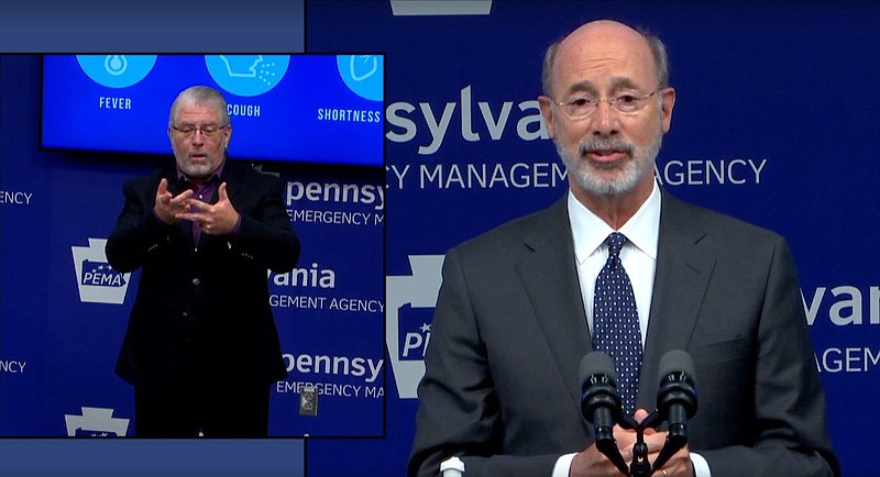 Governor Tom Wolf speaks at a press conference on May 8. 
