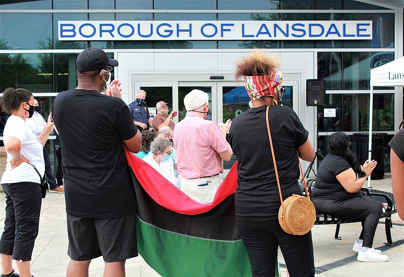 Area residents participate in Lansdale's first Juneteenth event at Borough Hall on June 19, 2020. 