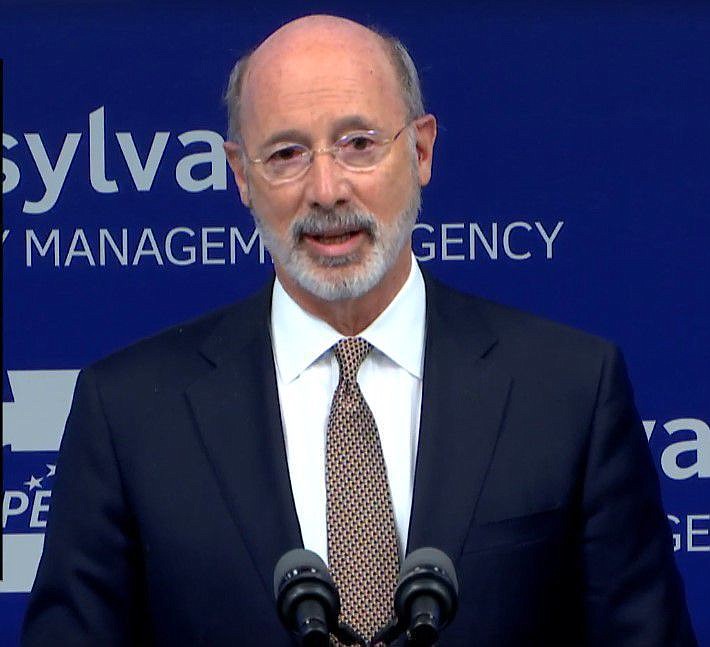 Gov. Tom Wolf delivers a speech on April 20. 