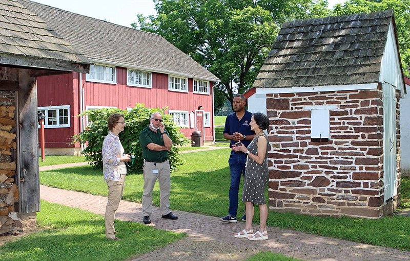 Montgomery County Commissioners Dr. Val Arkoosh and Ken Lawrence tour the Peter Wentz Farmstead on Juneteenth. 