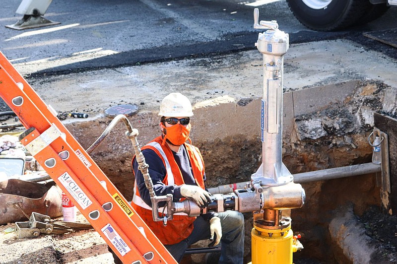 A PECO contractor working on a line last year. 