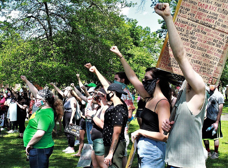 A solidarity protest at Memorial Park in Lansdale on June 7. During the demonstration, multiple officials, including Montco Commissioner Ken Lawrence,