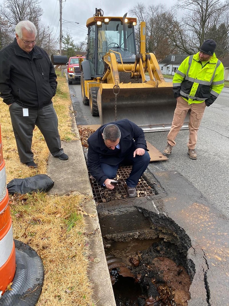 State Rep. Steve Malagari eyes a sewer project in Hatfield Borough. 