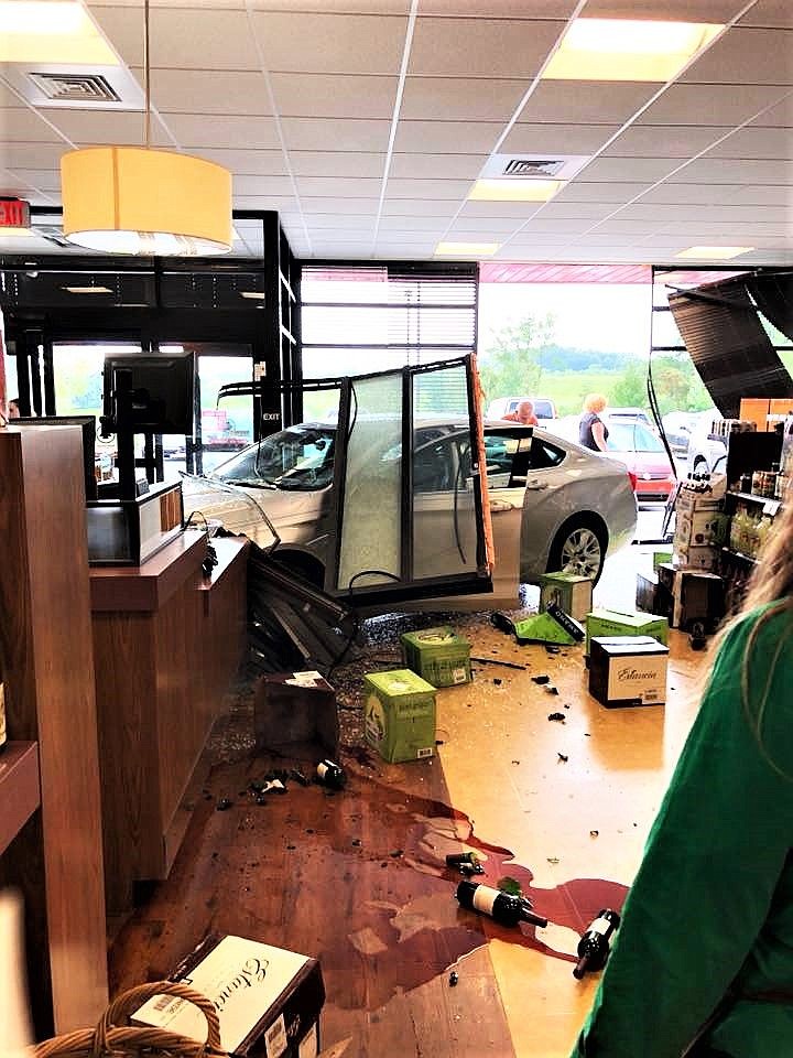 A view of the inside of the store following the crash. 