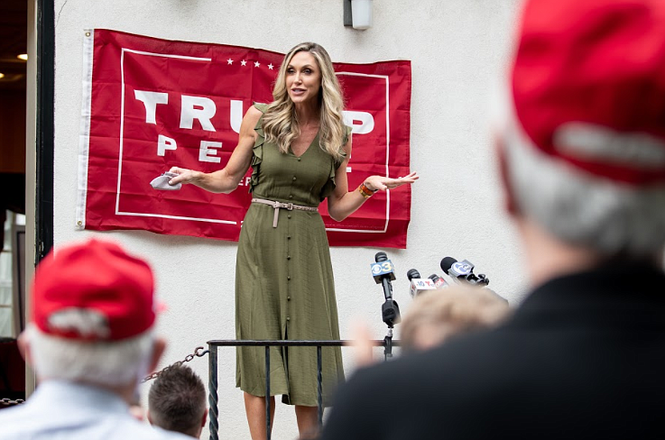 Lara Trump arriving at a campaign event in Doylestown on Monday afternoon. 