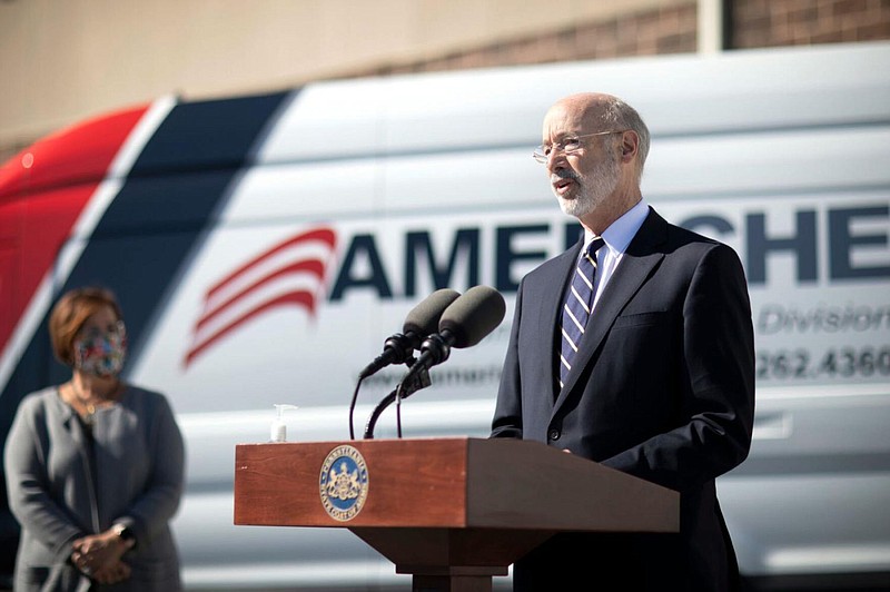 Pennsylvania Gov. Tom Wolf speaks Sept. 21, 2020, during a news conference in Middletown. 