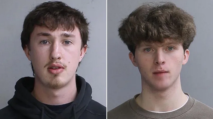 Aidan Thomas Jarrett, 19, of Quakertown, left, and Evan Robert Buckman, 19, of Marlborough Township, Montgomery County, have been charged with vehicular homicide in a Hatfield Township crash that killed a woman. (Courtesy Montgomery County DA’s office)