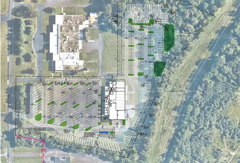 Sketch plan showing 203 (bottom) and 205 Church Road in Upper Gwynedd Township, where the North Penn School District proposes to relocate their district transportation center. (Image courtesy of Upper Gwynedd Township)