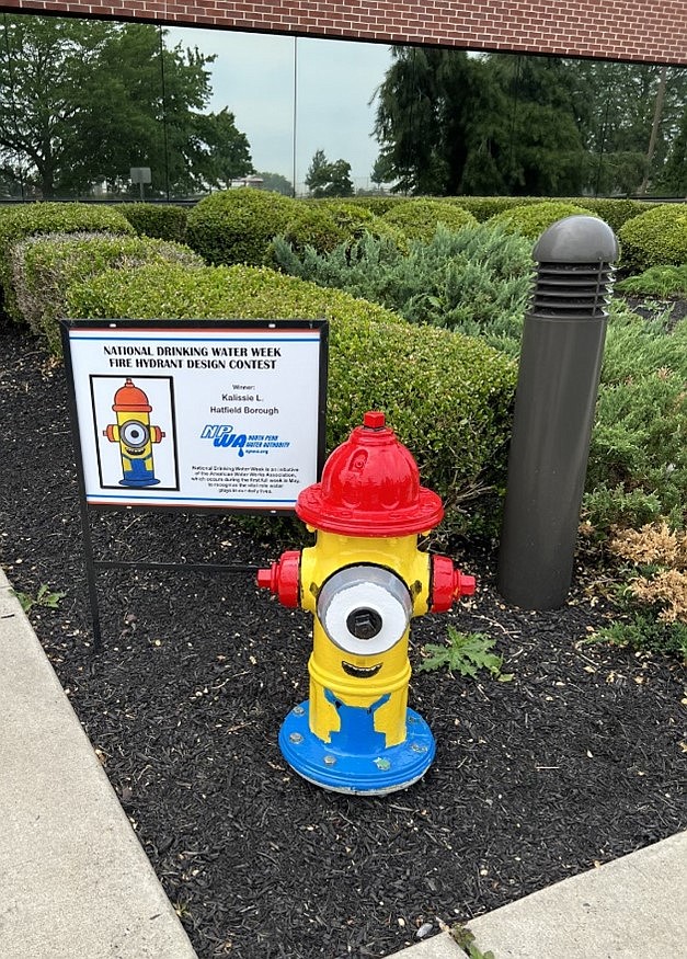 Last year’s winning hydrant in front of NPWA’s Operations Center, painted by 2023 contest winner, Kalissie Loftus. (Credit: NPWA)