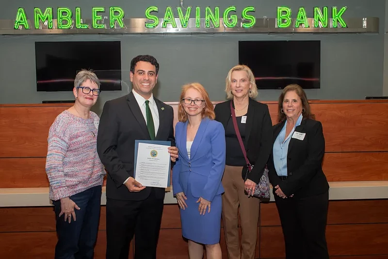 Public officials attending the Ambler Savings Bank 150th anniversary celebration included members of Ambler Borough Council and Mayor Jeanne Sorg. (Credit: Ambler Savings Bank)