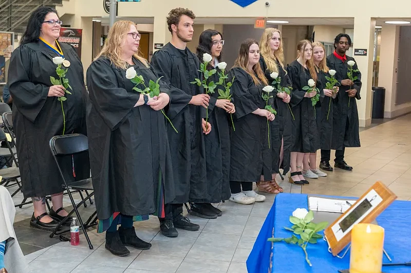 During a special induction ceremony, Montgomery County Community College welcomed its newest members to the Alpha Kappa Zeta chapter of the Phi Theta Kappa international honor society for two-year colleges. (Credit: Linda Johnson)