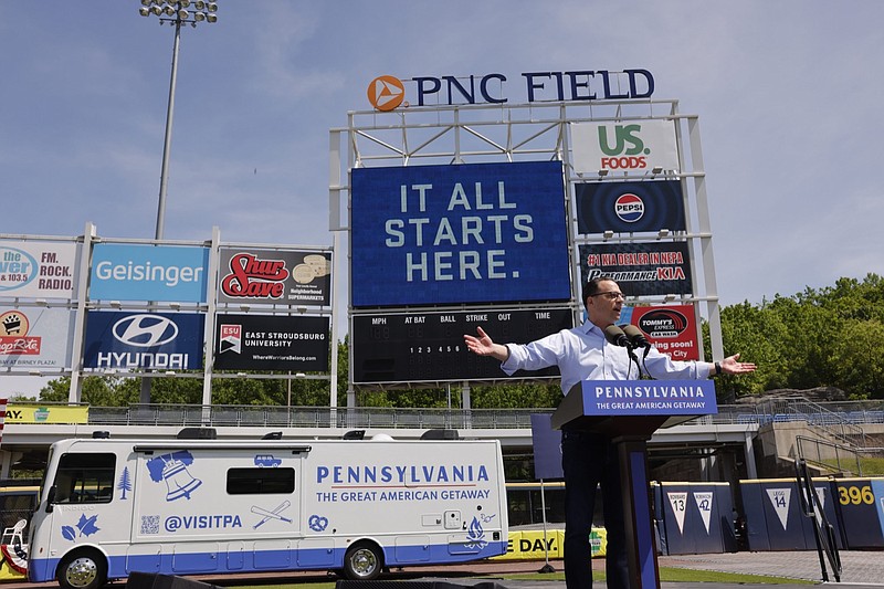 Gov. Josh Shapiro unveils Pennsylvania’s new state tourism brand: Pennsylvania: The Great American Getaway at PNC Field in Moosic May 20, 2024 (Credit: Commonwealth Media Services)