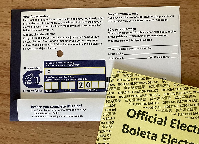 A Pennsylvania mail ballot for the 2024 primary election. (Credit: Lauren Aguirre / Votebeat)