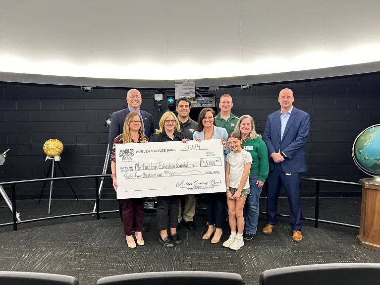 Officials celebrate a $45,000 donation from Ambler Savings Bank to Methacton Educational Foundation. (Credit: Ambler Savings Bank)