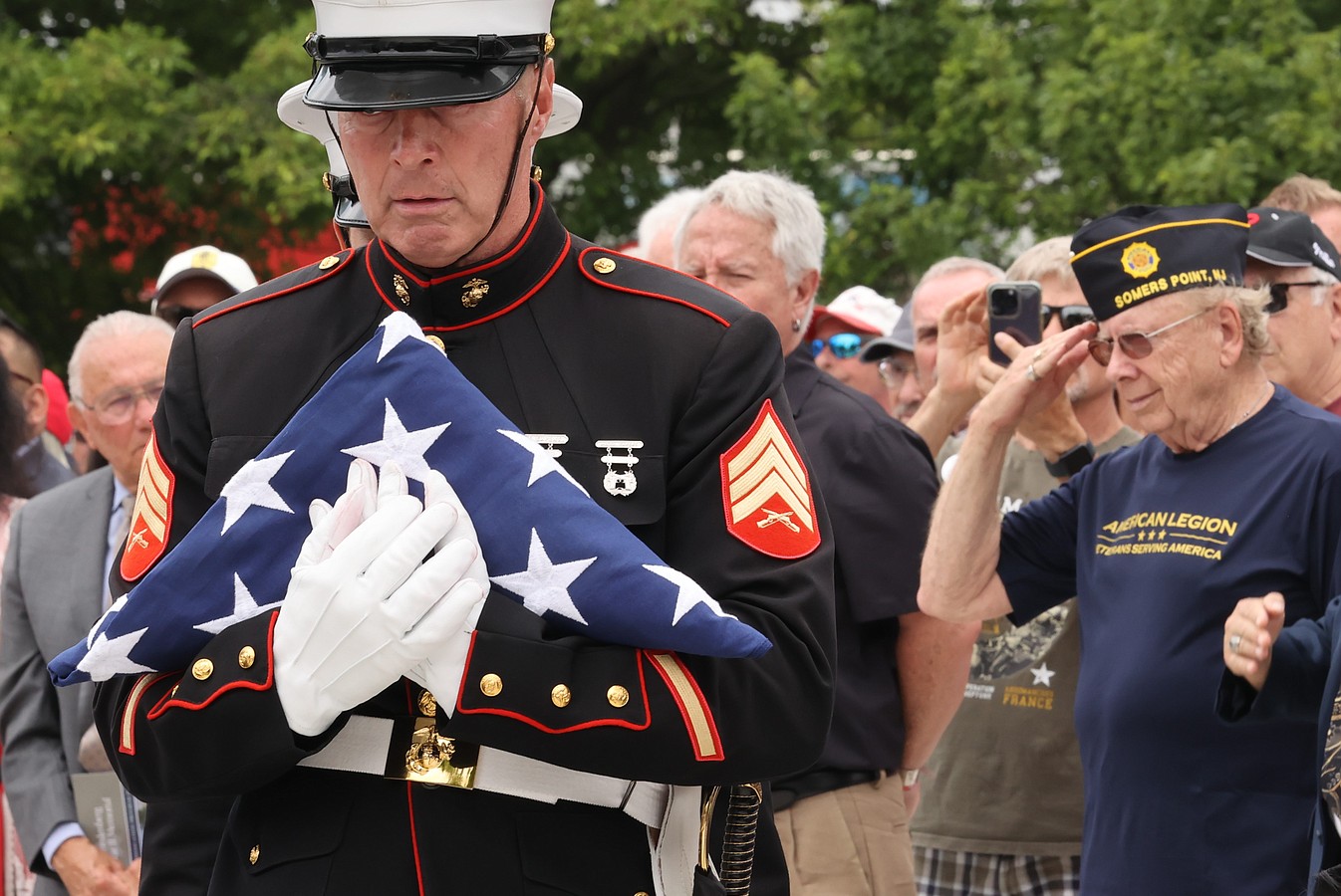 Folded flag ready for presentation.