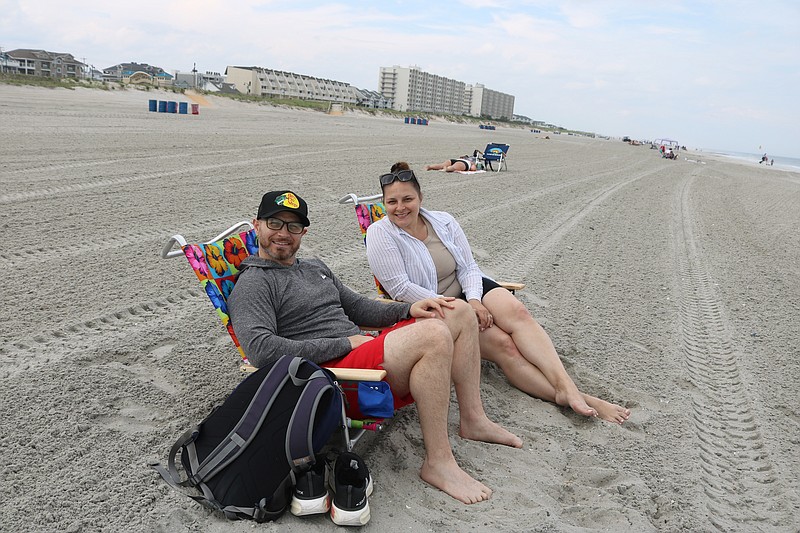 Married couple Anthony Fani and Onnie Mancino, of Ewing, Mercer County,  enjoy the wider beaches during a shore getaway.