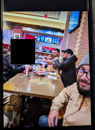 Mollah, of Lansdale, right, in a selfie taken at a casino restaurant on March 20, 2024.