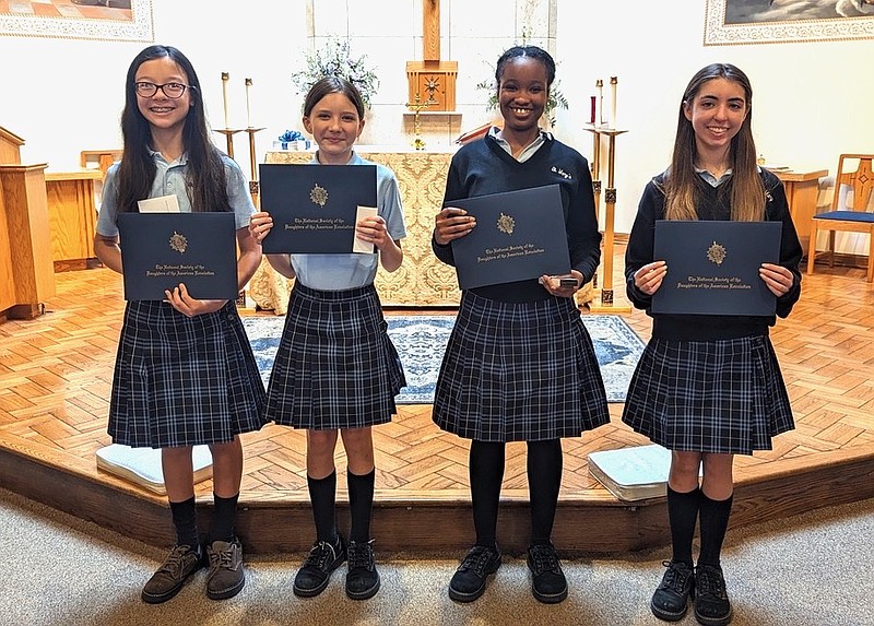 Youth Leadership Award recipients at St. Mary’s School, from left Lena Gaspar, Lillian Fry, Saige Perkins-Lee and Caeli Ciprero.