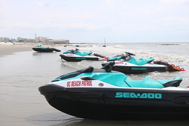 One of these jet skis was used by lifeguards Saturday for a rescue at Ninth Street.