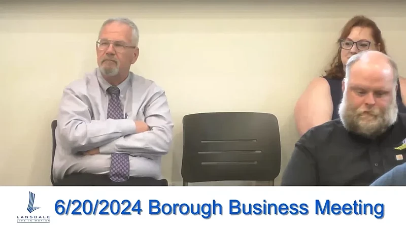 New Lansdale Finance Director Jim Lathrop, left, and new Lansdale Public Library Director Mindy Lipsky, right rear, were introduced to council and the public during the June 20, 2024 borough council meeting.