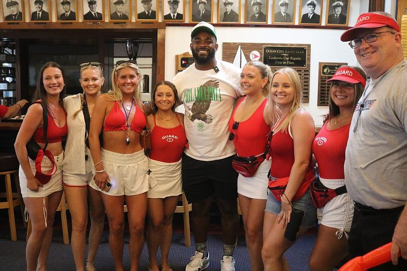 Brandon Graham takes time out for fans before the parade at the Ocean City Yacht Club.