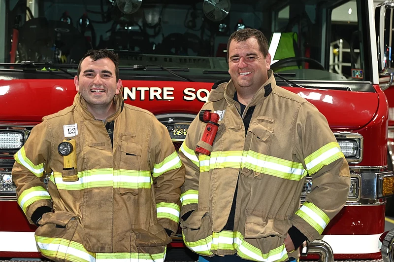 Matt and Tom Kozeniewski at Centre Square’s training night. (Photo by Scott Tiffany/Lansdale Reporter)