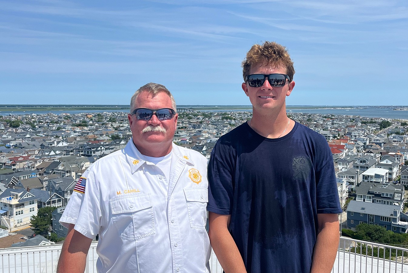 Ventnor Fire Chief Michael Cahill and Hayden Smallwood