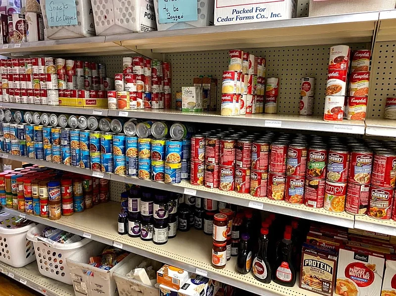 Shelves at Keystone Opportunity Center’s food pantry in Souderton. (Credit: MediaNews Group file)