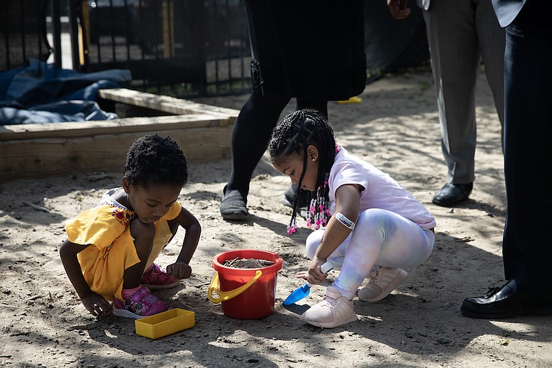 Children at Shady Lane School in Pittsburgh play in a sandbox. (Credit: Commonwealth Media Services)