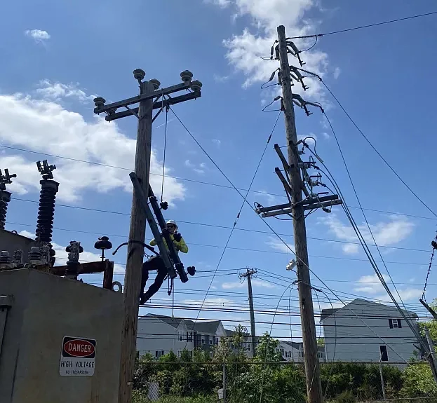 Lansdale Electric crews work to replace a substation from the early 1970s in May 2024.