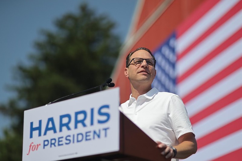 Pennsylvania Gov. Josh Shapiro campaigns for Vice President Kamala Harris at a rally in Cumberland County July 27, 2024 (Shapiro campaign photo)