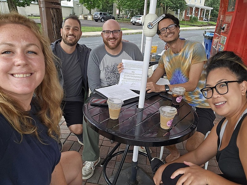 The Main Street North Wales Board. From left, Board Member and real estate agent Katelyn Mathe, Secretary Dan Levy, President Justin Copenhaver, Treasurer Elliot Sadlon, and Board Member and Little's Ice Cream & Water Ice owner Star Little.