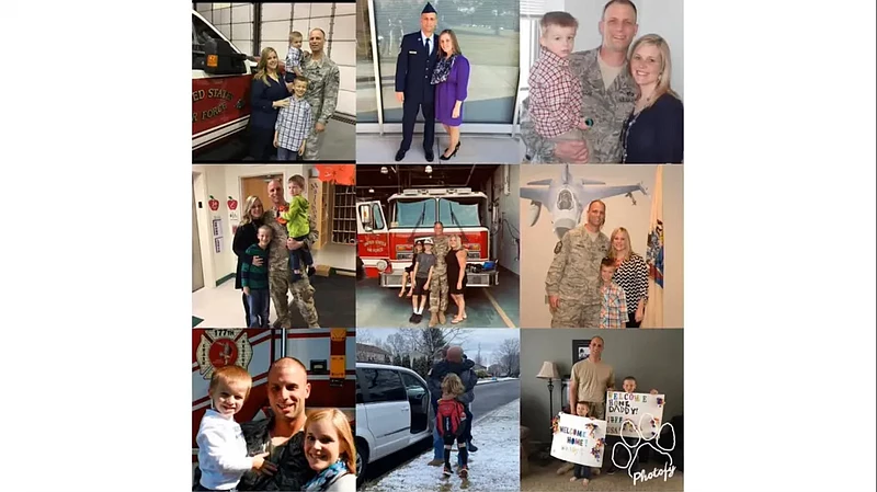 Longtime Upper Gwynedd firefighter Jeff Tomczak and family, as seen in photos shown during a memorial for Tomczak on Monday, Aug. 12, 2024.