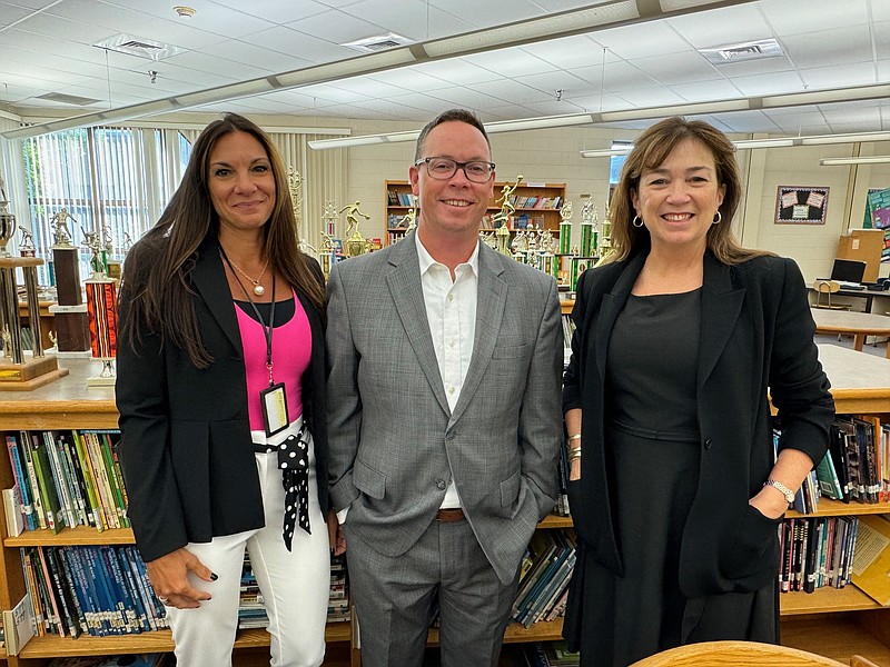 The administrative team of the Margate school district includes, from left, Tighe School Principal Samantha Dulude, Superintendent Ryan Gaskill, and Ross School Principal Bonnie Marino.