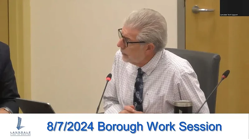 Lansdale borough Manager John Ernst speaks about the borough’s budgets and reserve funds during the Aug. 7, 2024 council meeting.