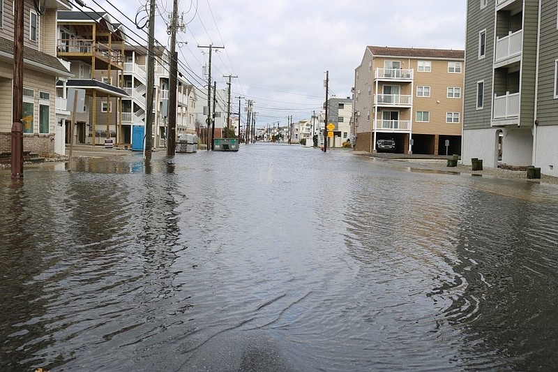 Landis Avenue in Sea Isle City is swamped with floodwater during a coastal storm in December 2023.