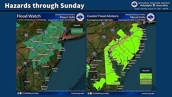 National Weather Service graphic shows areas of flooding.