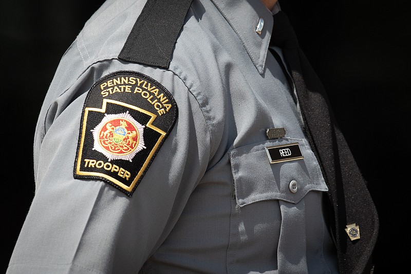 A Pennsylvania State Police Trooper patch on the uniform of a trooper. (Credit: Commonwealth Media Services)