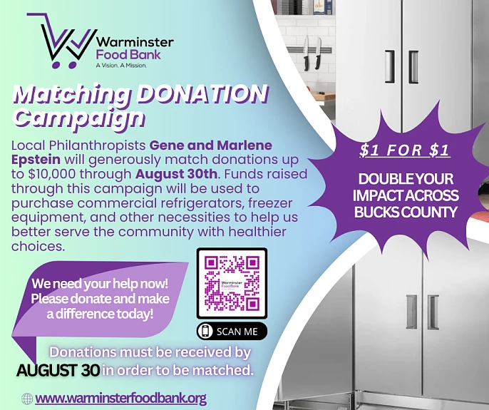 All donations up to $10,000 received by Aug. 30 will be matched, dollar-for-dollar, by philanthropists Gene and Marlene Epstein.