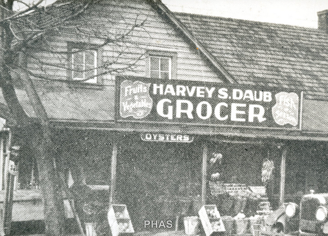 Harvey S. Daub Grocery image from Perkasie Historical Society Archives.