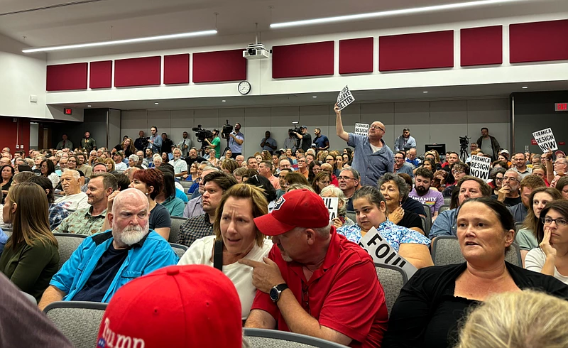 A packed house of residents turned out for Souderton Area School District’s August school board meeting at Indian Crest Middle School following a string of objectionable social media posts by board director Bill Formica.