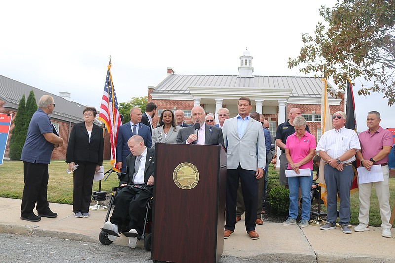 Cape May County Board of Commissioners Director Leonard Desiderio, speaking at podium, calls the proposed regulations "ill-conceived."