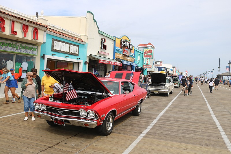 Vintage cars line up on the Boardwalk during the Classic Car and Street Rod Show in 2024.
.