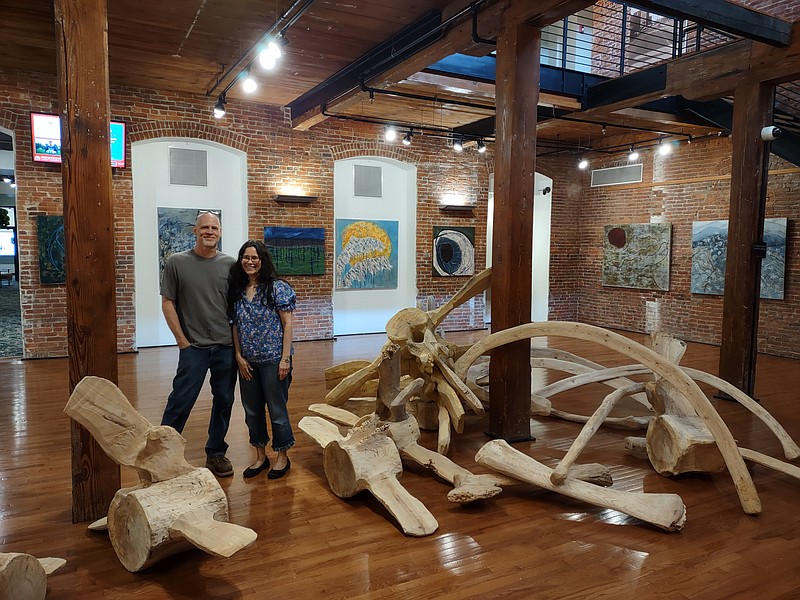 Kimberly and Jon Stemler in their North Hall exhibit, “of earth and myth.” The exhibition kicks off the fine arts season at Montgomery County Community College.