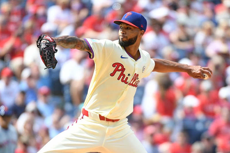 Sep 15, 2024; Philadelphia, Pennsylvania, USA; Philadelphia Phillies pitcher Cristopher S‡nchez (61)  throws a pitch during the first inning against the New York Mets at Citizens Bank Park. Mandatory Credit: Eric Hartline-Imagn Images