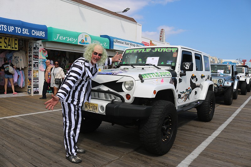 Jeep owner Chris Patterson shows off his "Beetlejuice" costume and his 2012 Wrangler featuring the movie theme.