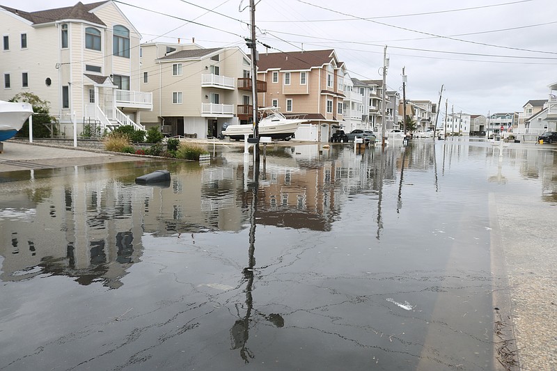 Flooding leaves a section of Sea Isle City's Sounds Avenue underwater in late September.