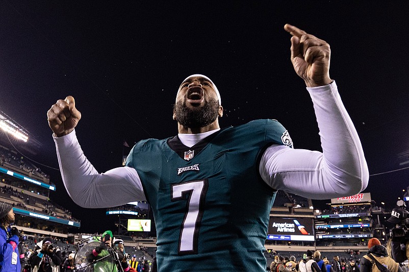 Jan 21, 2023; Philadelphia, Pennsylvania, USA; Philadelphia Eagles linebacker Haason Reddick (7) leaves the field after defeating the New York Giants during an NFC divisional round game at Lincoln Financial Field. Mandatory Credit: Bill Streicher-USA TODAY Sports